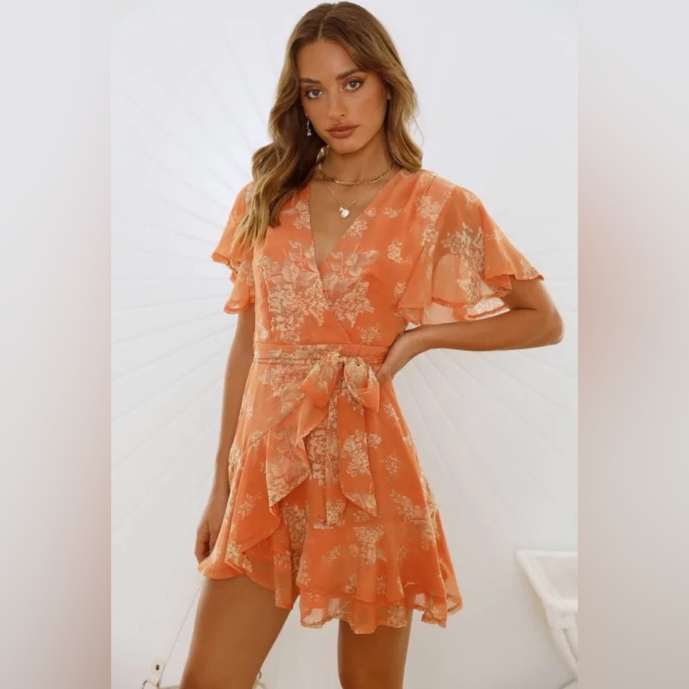Hello Molly Sweetest Drinks Dress Orange XS